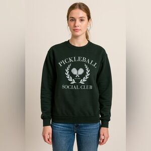 Pickleball Social Club Sweatshirt Green Unisex Crewneck Size Smal